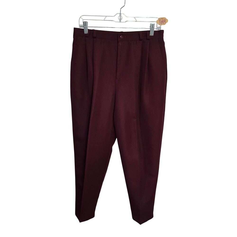 Worthington Vintage 70s High Waisted Pleated Trousers Burgundy Maroon 14P USA